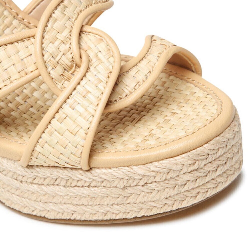 πCOACHπ Talina Platform Raffia Espadrille Sandal ~ Neutral 10 New without Box - Picture 8 of 16